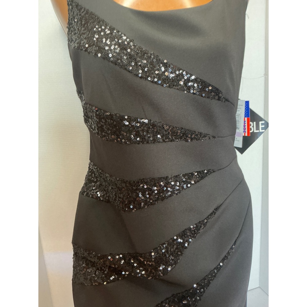 R&M Richard's Black Sequin Tiered Sheath Cocktail Dress Size 6 Formal NWT - Picture 2 of 16